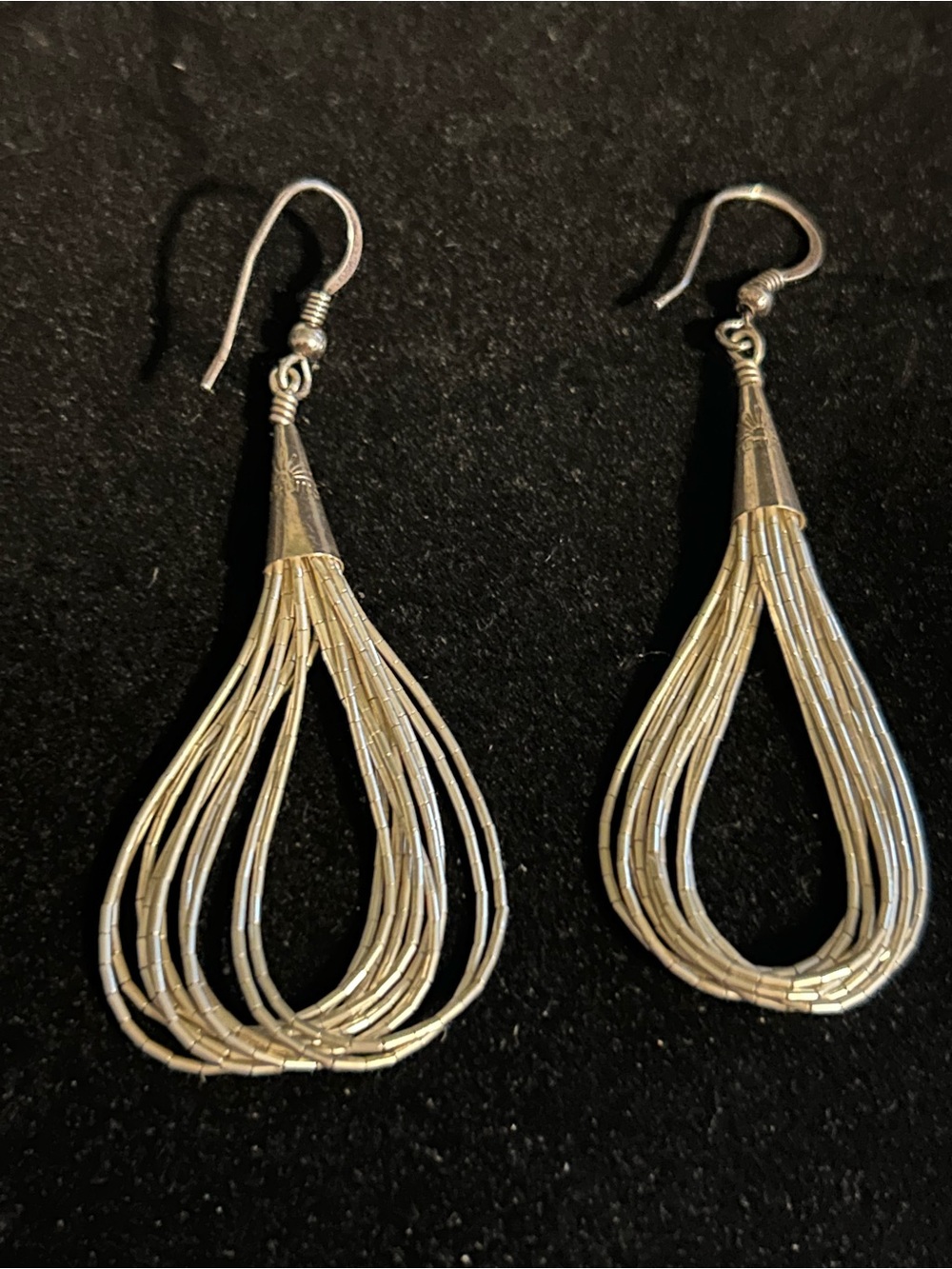 Rising Sun Native American Sterling Silver Multi-Strand  Liquid Silver Earrings